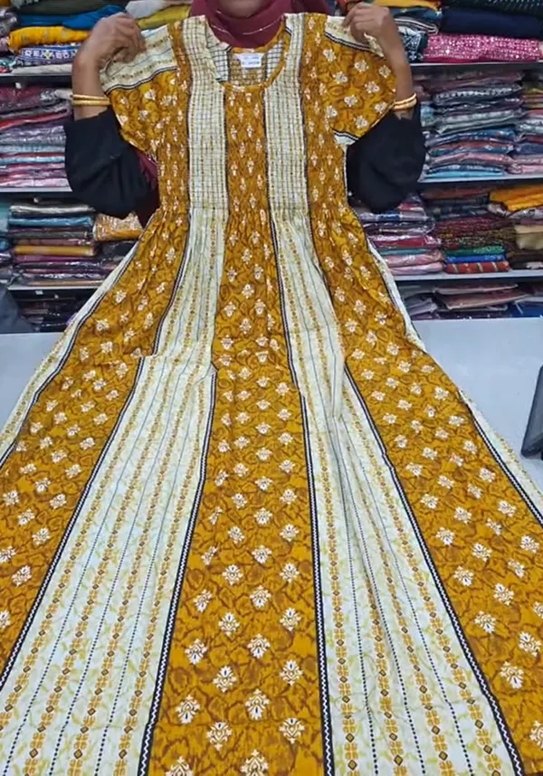 Premium Cotton Smocked Maxi Gown With Side pocket | MG46